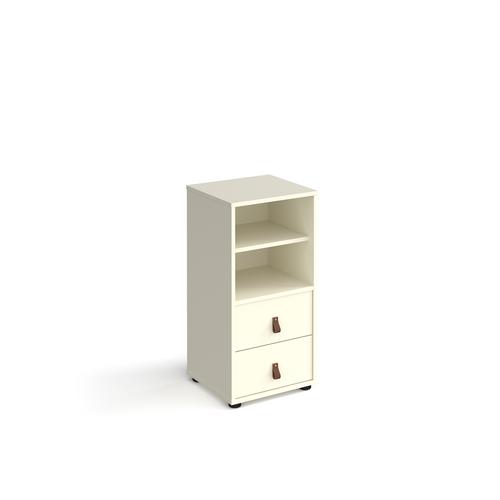 Universal cube storage unit 875mm high on glides with matching shelf and drawers - white with white inserts