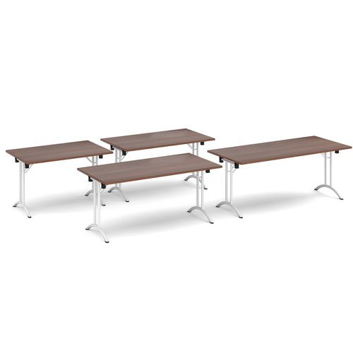Rectangular folding leg table with chrome legs and curved foot rails 1200mm x 800mm - white Meeting Tables CFL1200-C-WH