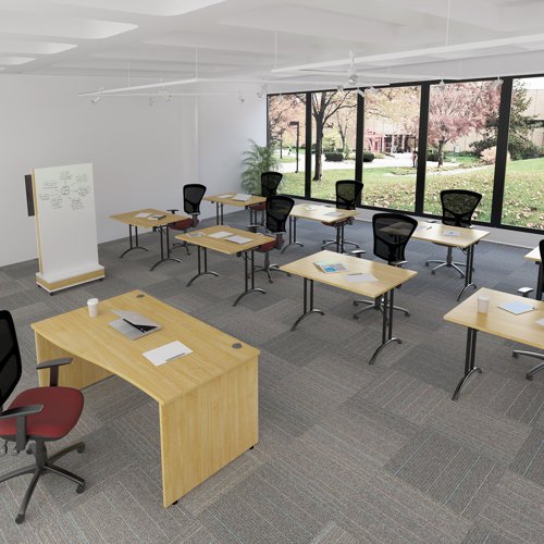 Space Saving Rectangular Folding Office Meeting Room Table White 1600mm x 800mm 