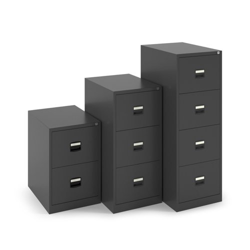 Steel 2 drawer contract filing cabinet 711mm high - black