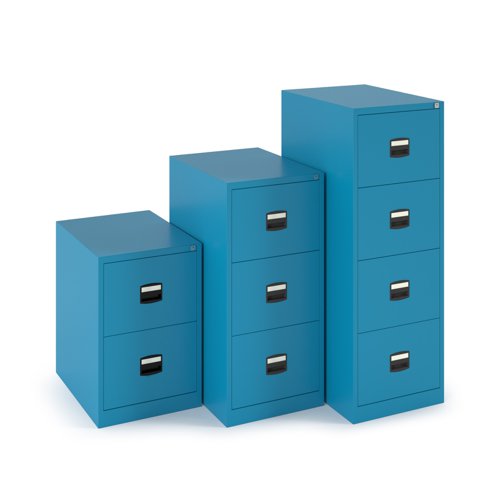 Steel 2 drawer contract filing cabinet 711mm high - blue | DCF2BL | Bisley