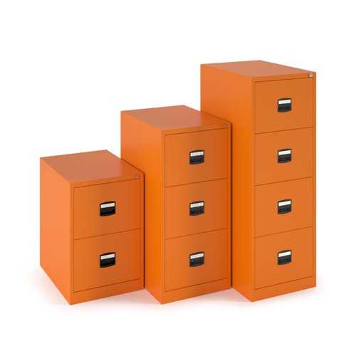 Steel 2 drawer contract filing cabinet 711mm high - orange