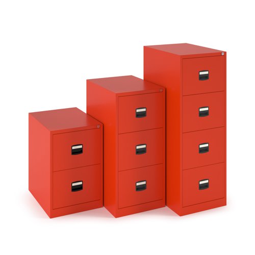 Steel 3 drawer contract filing cabinet 1016mm high - red