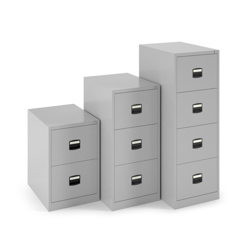 Steel 2 drawer contract filing cabinet 711mm high - silver (Made-to-order 4 - 6 week lead time)