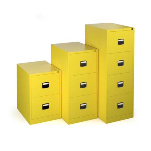 Steel 3 drawer contract filing cabinet 1016mm high - yellow