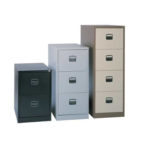Steel 2 drawer contract filing cabinet 711mm high - silver