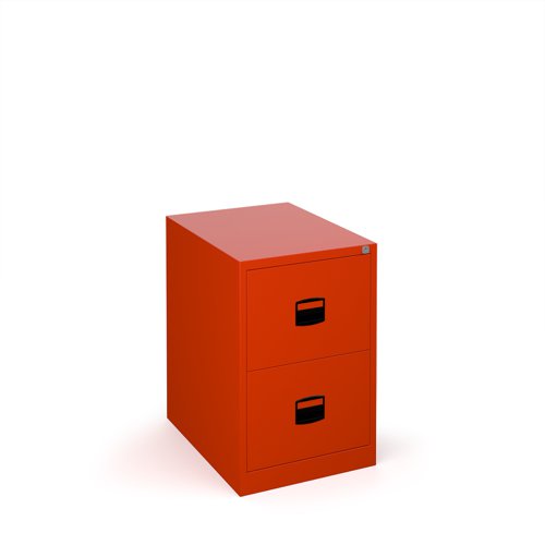 Steel 2 drawer contract filing cabinet 711mm high - red | DCF2R | Bisley