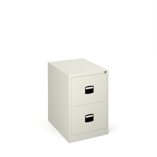 Steel 2 drawer contract filing cabinet 711mm high - white DCF2WH Buy online at Office 5Star or contact us Tel 01594 810081 for assistance