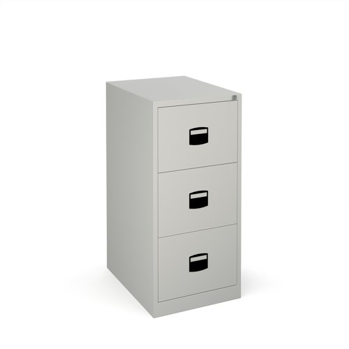 Steel 3 drawer contract filing cabinet 1016mm high - goose grey