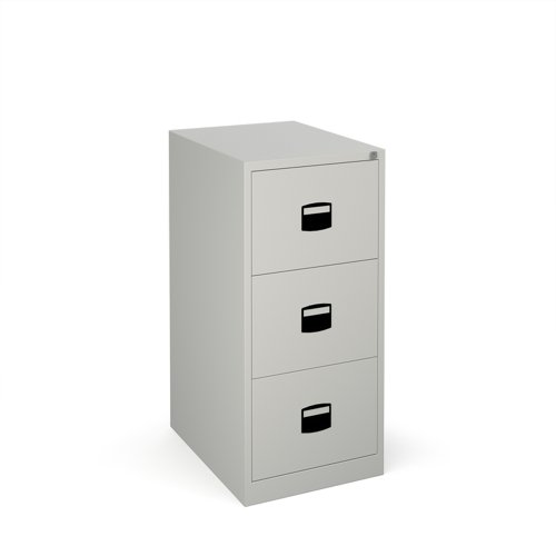 Steel 3 drawer contract filing cabinet 1016mm high - goose grey  DCF3G