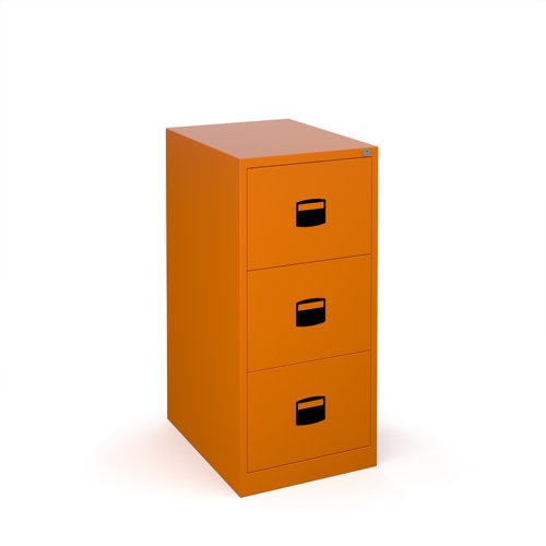 Steel 3 drawer contract filing cabinet 1016mm high - orange (Made-to-order 4 - 6 week lead time)