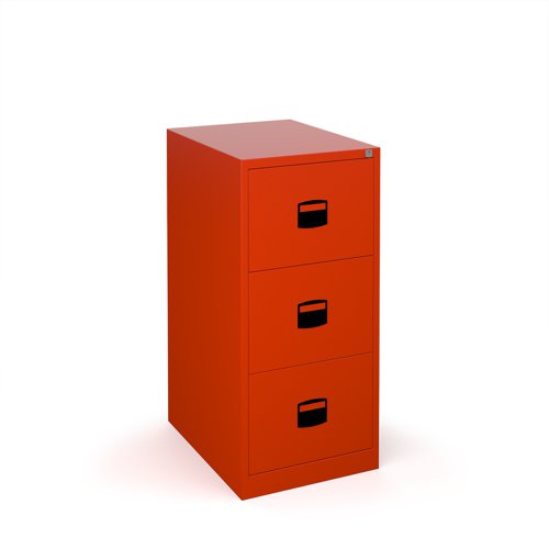 Steel 3 drawer contract filing cabinet 1016mm high - red