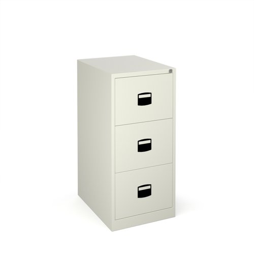 Steel 3 drawer contract filing cabinet 1016mm high - white