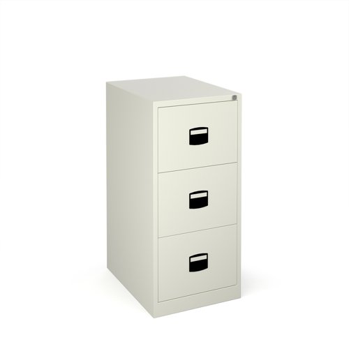 DCF3WH Steel 3 drawer contract filing cabinet 1016mm high - white