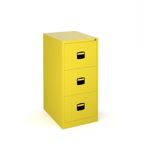 Steel 3 drawer contract filing cabinet 1016mm high - yellow | DCF3YE | Bisley