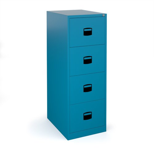 Steel 4 drawer contract filing cabinet 1321mm high - blue | DCF4BL | Bisley