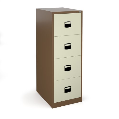 Steel 4 drawer contract filing cabinet 1321mm high - coffee/cream (Made-to-order 4 - 6 week lead time)