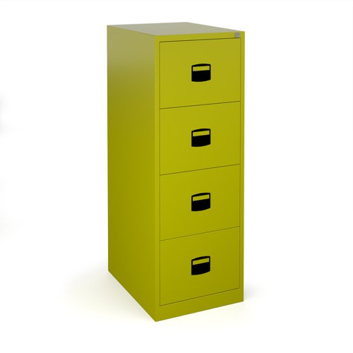 Steel 4 drawer contract filing cabinet 1321mm high - green | DCF4GN | Bisley