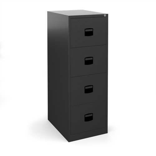 Steel 4 Drawer Contract Filing Cabinet 1321Mm High - Black