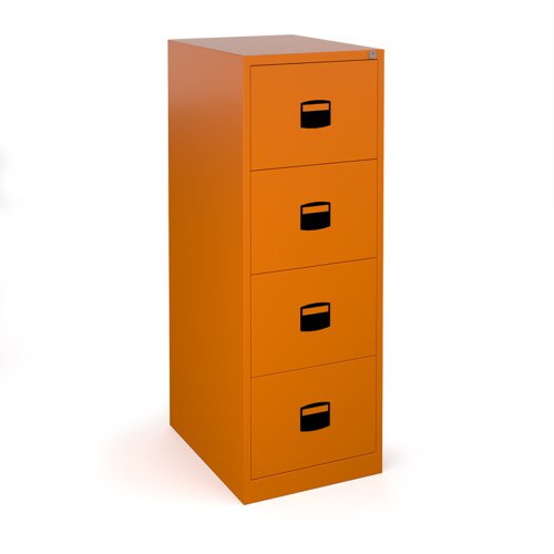 Steel 4 drawer contract filing cabinet 1321mm high - orange | DCF4OR | Bisley