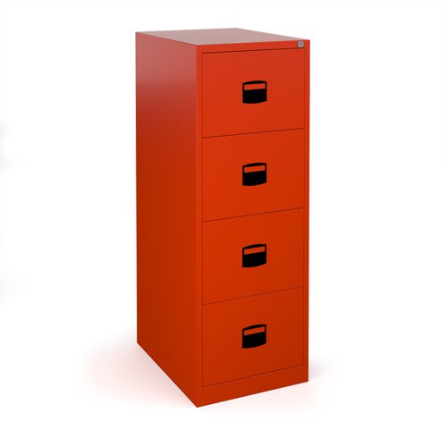 Steel 4 drawer contract filing cabinet 1321mm high - red (Made-to-order 4 - 6 week lead time)