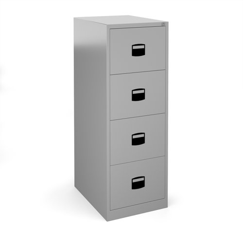Steel 4 drawer contract filing cabinet 1321mm high - silver