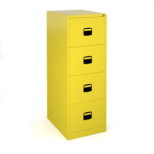 Steel 4 drawer contract filing cabinet 1321mm high - yellow (Made-to-order 4 - 6 week lead time)