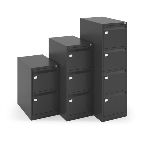 Steel 3 drawer executive filing cabinet 1016mm high - black DEF3K Buy online at Office 5Star or contact us Tel 01594 810081 for assistance