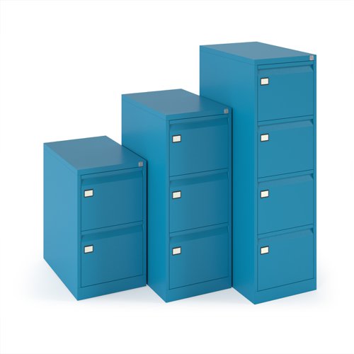 Steel 3 drawer executive filing cabinet 1016mm high - blue