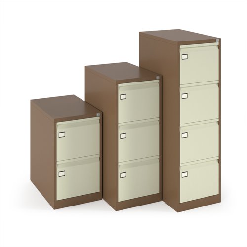 Steel 2 drawer executive filing cabinet 711mm high - coffee/cream (Made-to-order 4 - 6 week lead time)