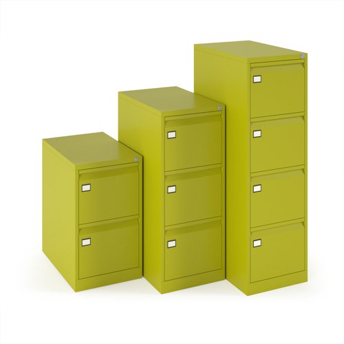 Steel 2 drawer executive filing cabinet 711mm high - green