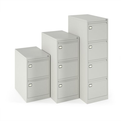 Steel 3 drawer executive filing cabinet 1016mm high - goose grey DEF3G Buy online at Office 5Star or contact us Tel 01594 810081 for assistance