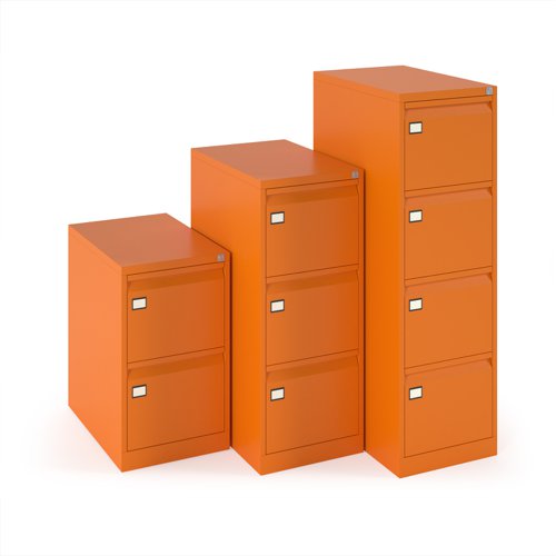 Steel 3 drawer executive filing cabinet 1016mm high - orange (Made-to-order 4 - 6 week lead time)