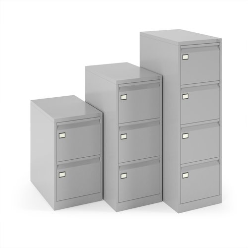 Steel 3 drawer executive filing cabinet 1016mm high - silver