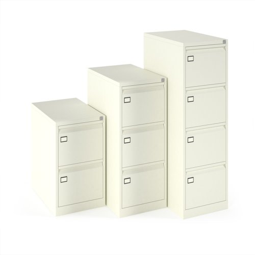 Steel 2 drawer executive filing cabinet 711mm high - white (Made-to-order 4 - 6 week lead time)