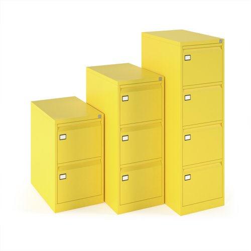Steel 3 drawer executive filing cabinet 1016mm high - yellow