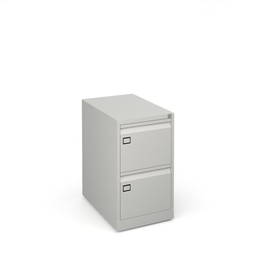 Steel 2 drawer executive filing cabinet 711mm high - goose grey