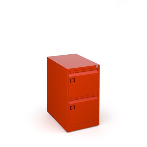 Steel 2 drawer executive filing cabinet 711mm high - red