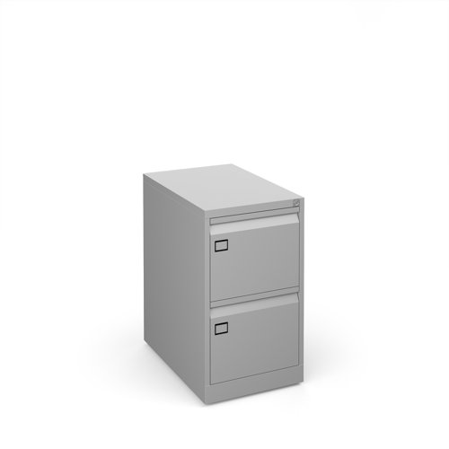 Steel 2 drawer executive filing cabinet 711mm high - silver