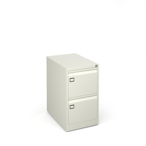 Steel 2 drawer executive filing cabinet 711mm high - white