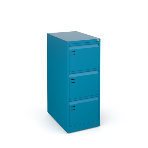 Steel 3 drawer executive filing cabinet 1016mm high - blue (Made-to-order 4 - 6 week lead time)