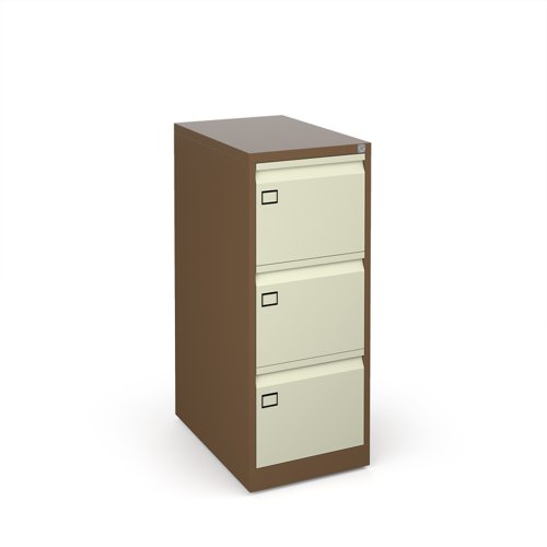 Steel 3 drawer executive filing cabinet 1016mm high - coffee/cream | DEF3C | Bisley