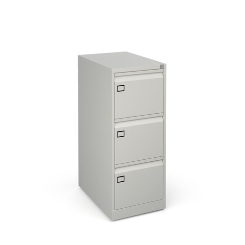 Steel 3 drawer executive filing cabinet 1016mm high - goose grey