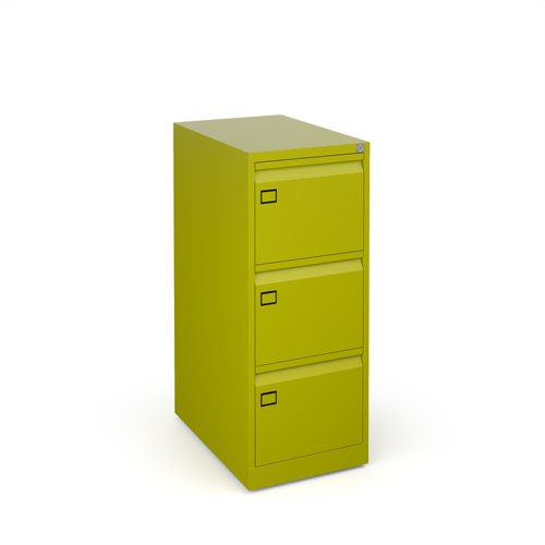 Steel 3 drawer executive filing cabinet 1016mm high - green