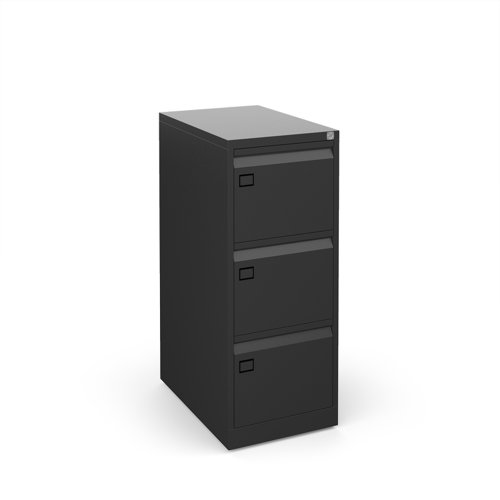 Steel 3 drawer executive filing cabinet 1016mm high - black  DEF3K