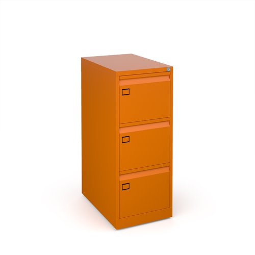 Steel 3 drawer executive filing cabinet 1016mm high - orange (Made-to-order 4 - 6 week lead time)