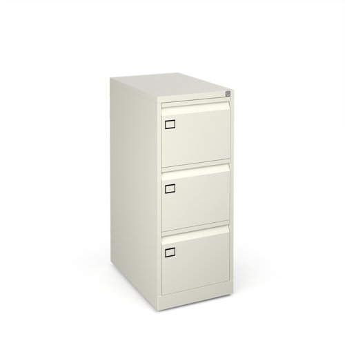 Steel 3 drawer executive filing cabinet 1016mm high - white