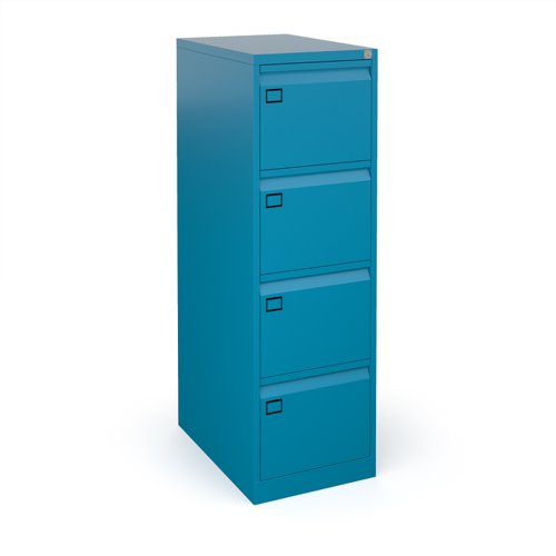 Steel 4 drawer executive filing cabinet 1321mm high - blue | DEF4BL | Bisley