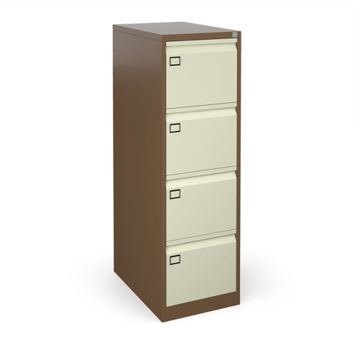 Steel 4 drawer executive filing cabinet 1321mm high - coffee/cream