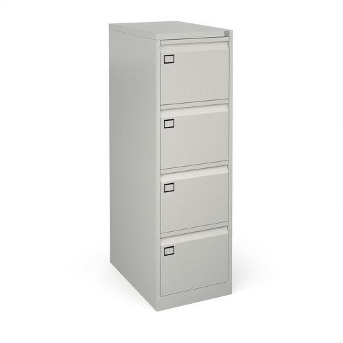 Steel 4 drawer executive filing cabinet 1321mm high - goose grey